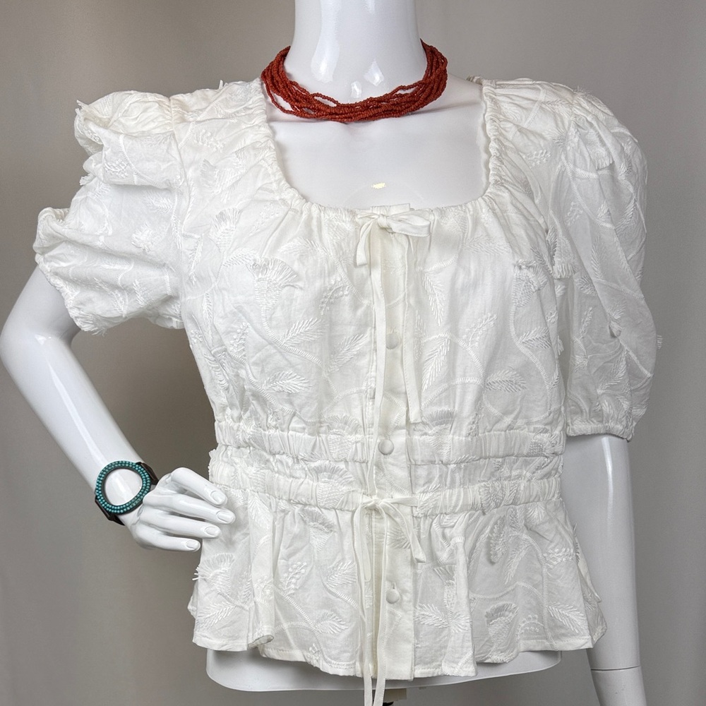 Joie Textured Peplum Blouse / Size Medium/ NWOT
